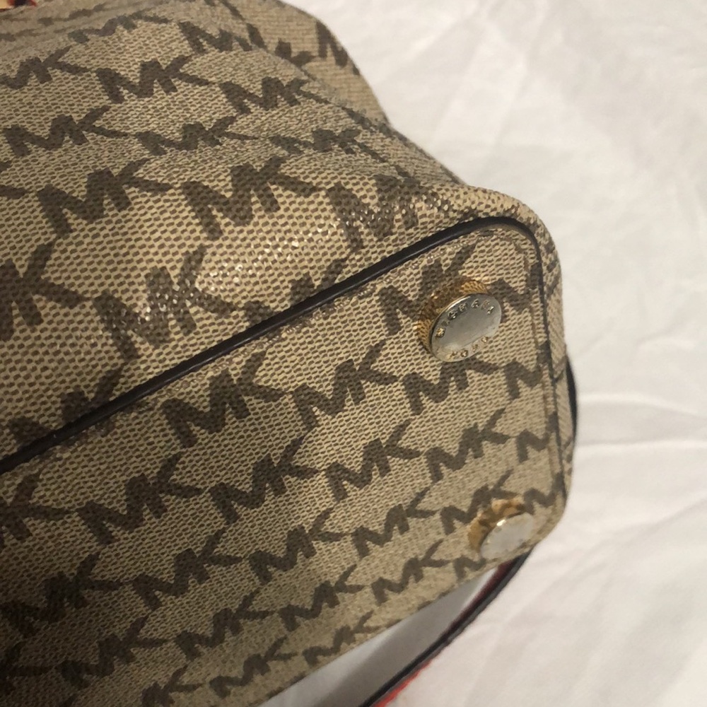 Michael Kors Hailee Red and Tan Satchel - Picture 8 of 11